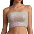 thumbnail image 2 of Laqbezok Women's Sexy Sequin Tube Top, Strapless Sparkly Crop Bandeau, Shiny Party Night Out Outfit, 2 of 5