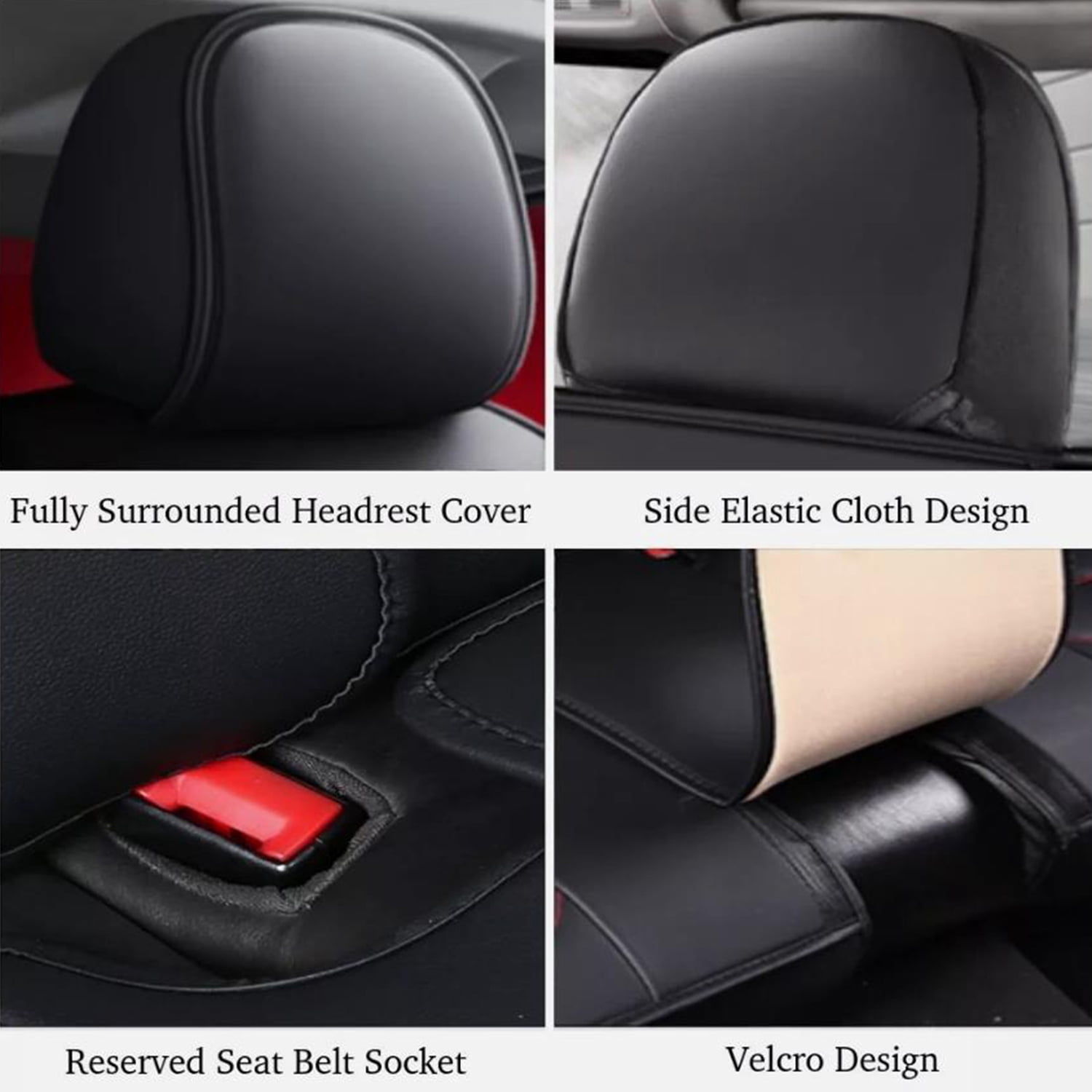Car Seat Covers Fit for Chevy Equinox 2011-2025: 5 Seats Faux Leather Waterproof Seat Protectors (Black&Redline) - 2 Rows