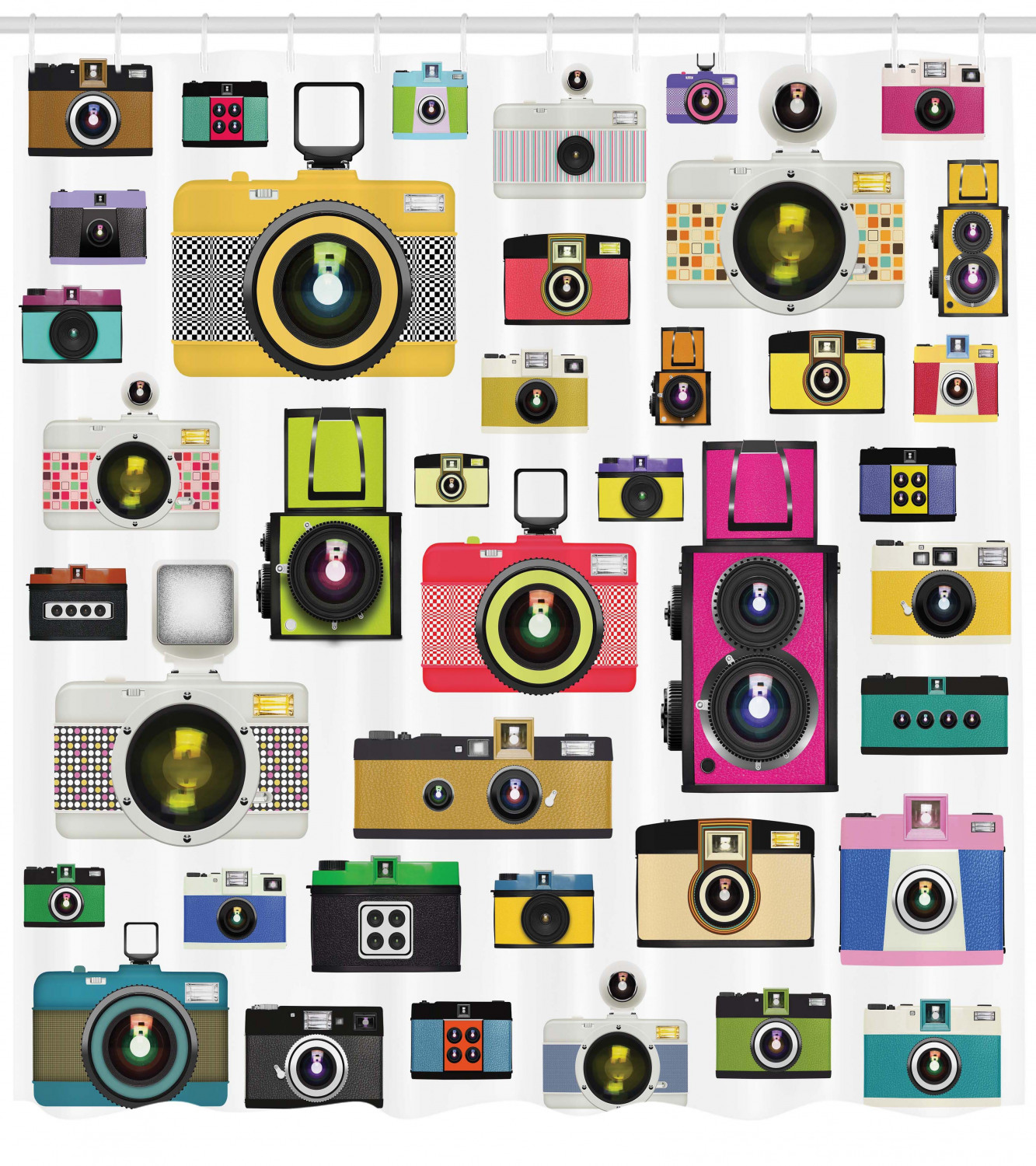 Vintage Shower Curtain Vintage Old Fashioned Photo Cameras