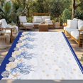thumbnail image 2 of Blue Coastal Shell Outdoor Rug 5x7 Ft - Reversible Patio Rug Outdoor Camping Rugs, Nautical Starfish Seahorse Conch Washable Indoor Outdoor Area Rugs, Non-Slip Outdoor Carpet Runner for Deck/Porch, 2 of 8