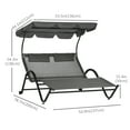 thumbnail image 3 of Outsunny Tanning Chair with Adjustable Sunshade Roof and Padded Headrest - Set of 1, Dark Gray, 3 of 10