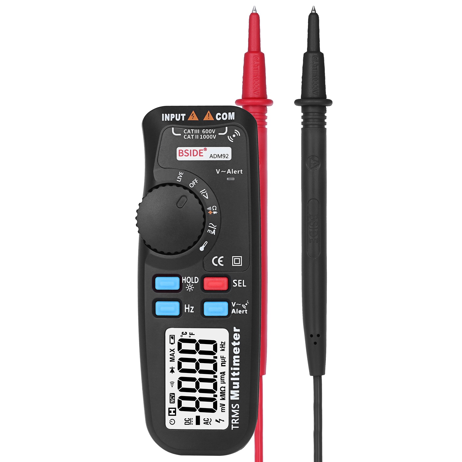 ADM92 TRMS Digital Multimeter Auto Range RMS 6000 Counts Portable Multi Tester Temp Live Check