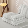 thumbnail image 5 of Castle Fairy Tribal Thin Vertical Stripe Zipper Full Size Comforter Sets with Fitted Sheet and 2 Pillowcases,Minimalism Wide Band Zipper Bedding Set,Greige White,Reversible, 5 of 5