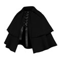 thumbnail image 3 of YTCAMLO Two Tier Flared Hem Lace Up Front Shoulder Cloak, Medieval Vintage Short Cape Poncho, Soft Comfort Cape Wraps, 3 of 6