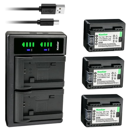 Kastar 3-Pack Battery and LTD2 USB Charger Replacement for Canon VIXIA HF R50 HFR50 VIXIA HF R52 HFR52 VIXIA HF R60 HFR60 VIXIA HF R62 HFR62 VIXIA HF R70 HFR70 VIXIA HF R72 HFR72