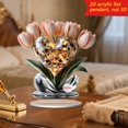 thumbnail image 4 of Wanfds Tulips Sunflower Flower Ornament 2D Acrylic Desktop Ornament Prop(A), 4 of 6