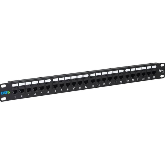 ICC CAT6 Feed-Through Patch Panel with 24 Ports and 1 RMS (icmpp24cp6)
