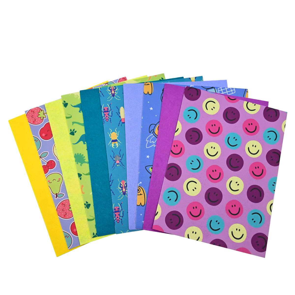 (3 pack) Hello Hobby 9" x 12" Multicolor Printed Felt Sewing & Craft Fabric, 20 Pack