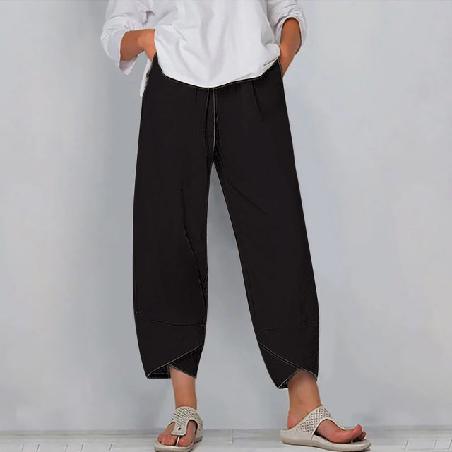Women's Summer Comfortable Loose Wide Legged Fashion Solid Color Capris RXIRUCGD Marron, Taille: m