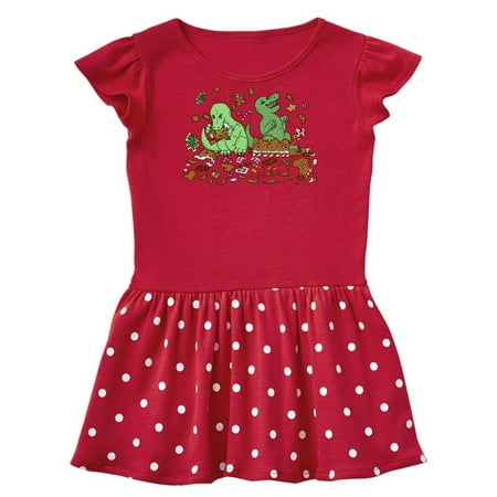 

Inktastic Tiny Dinosaurs Ruining Gingerbread House Gift Baby Girl Dress