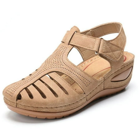 

Retro Sandals Round Toe Wedge Sandals