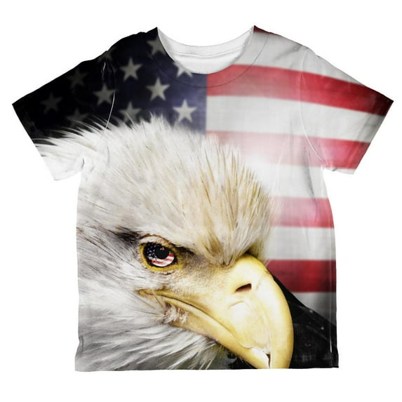 4th of July American Bald Eagle Eye Flag All Over Toddler T Shirt Multi 6T