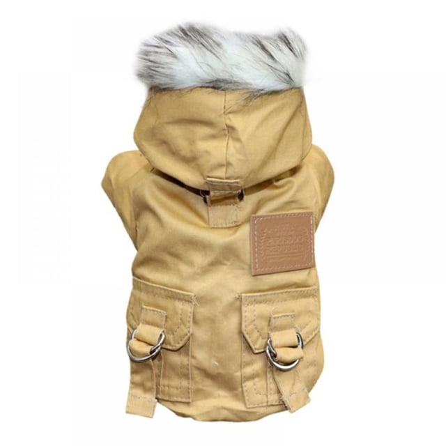 Vêtements d'Hiver pour Animaux de Compagnie Épaississants pour Randonnée Exercice de Course par Temps Froid Chien Veste à Capuche à Manches Longues Armée Vert XS