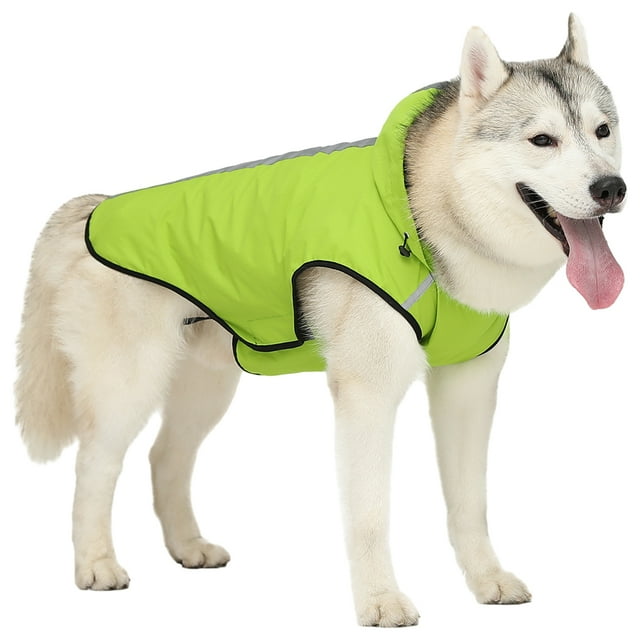 Becaristey Dog Jacket With Reflective Stripes High Visibility Stripes For Safety Dog Stylish And Dry Size Green L