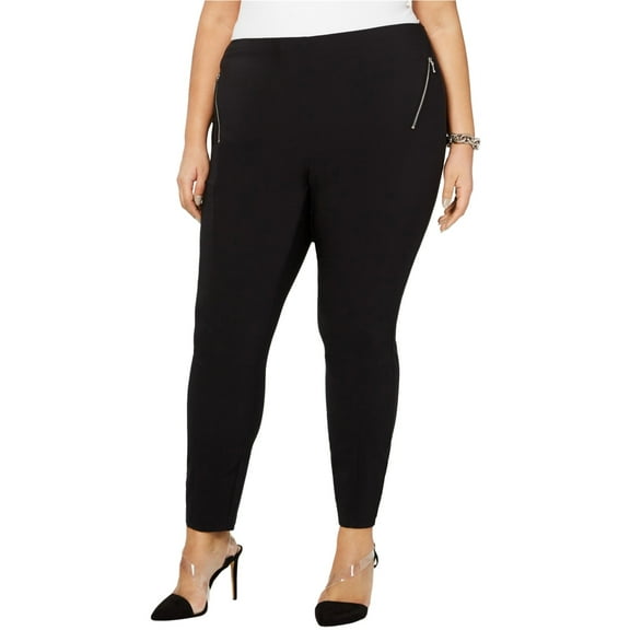 I.N.C Womens Zipper Detail Casual Trouser Pants, Black, Petite Plus Size, 16WP