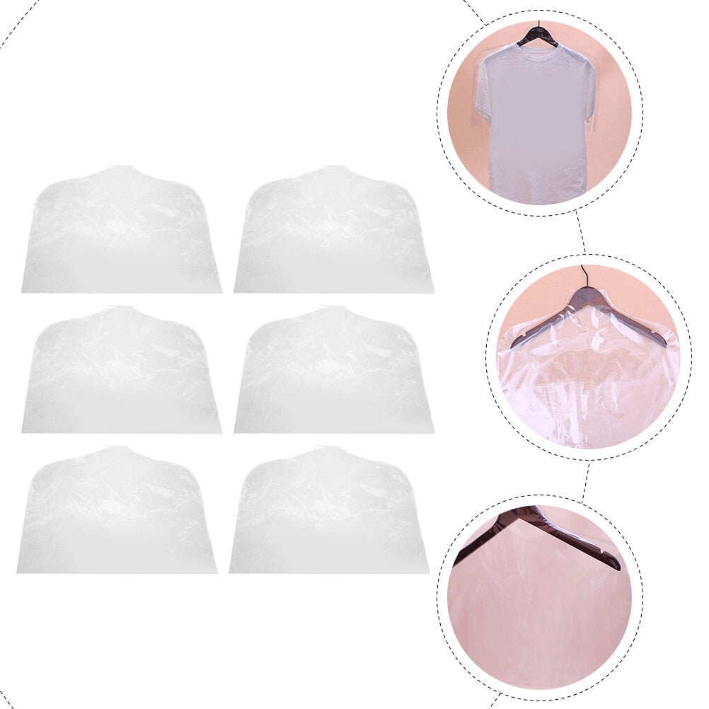 ETHZZLE 6Pcs Transparent Hanging Clothes Covers Garment Bags for Home Storage Reusable and Tear Resistant