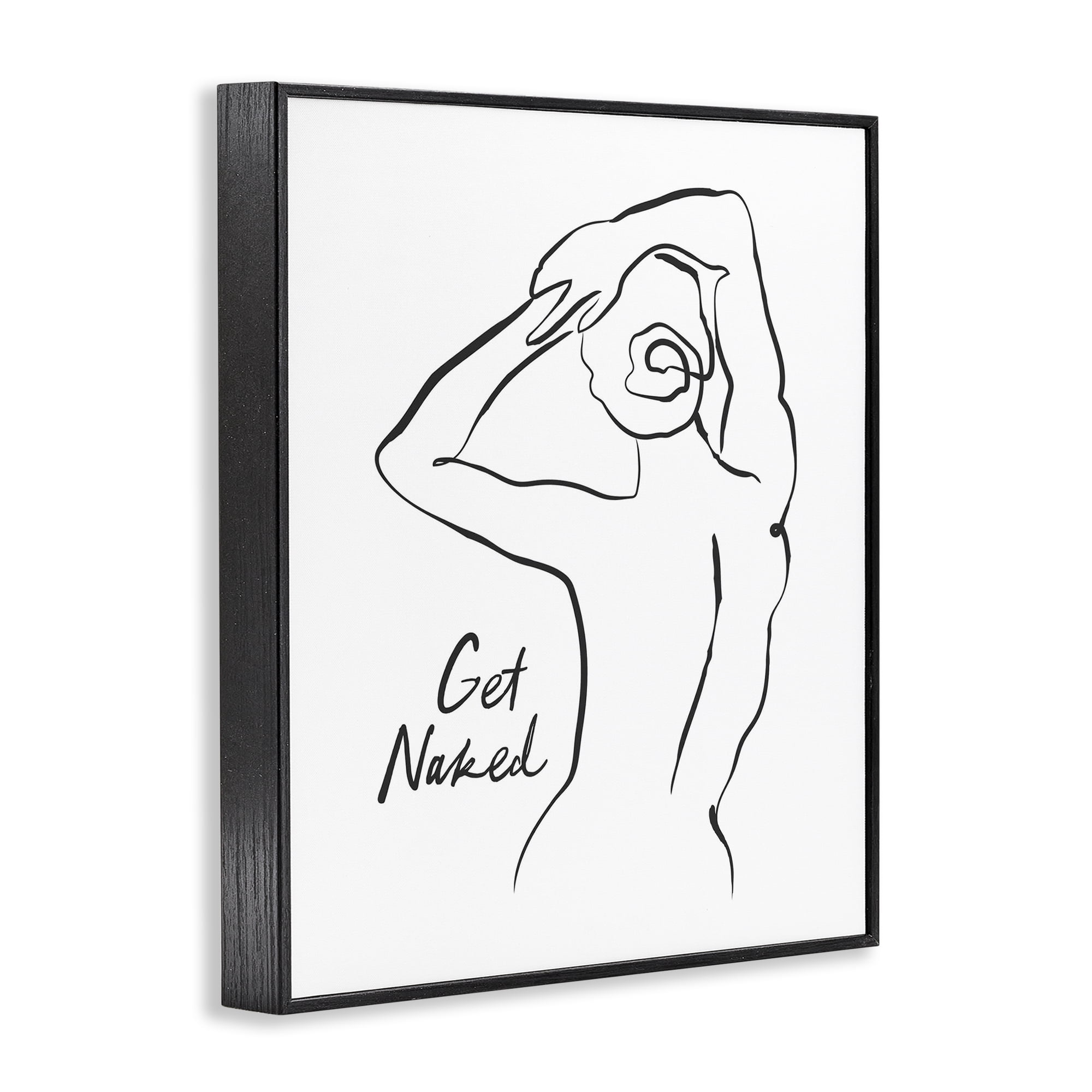 Stupell Industries Get Naked Nude Silhouette Black Framed Giclee Art, design by Lettered and Lined
