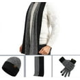 thumbnail image 2 of 3Pcs Unisex New Double-sided Color Matching Scarf Hat Gloves Set Autumn Winter Warm Fashion Men Women Simple Thickening Hat Set Black, 2 of 9