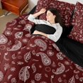 thumbnail image 5 of Erosebridal Navy Paisley Bandana 7-Piece King Bedding,White Western Scarf King Bed in a Bag,Black Reversible, 5 of 7