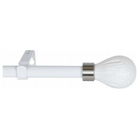 Urbanest 3/4" Odette Curtain Rod, 28"-48", White With White Rod