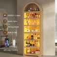 thumbnail image 3 of 79.4" Tall Arched Cabinet Set of 2, Modern 7-Tier Bookshelf with RGB Light and Adjustable Shelf for Living Room, Kitchen, Home Office, Oak, 3 of 10