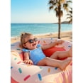 thumbnail image 5 of BemeyourBBs Cute Toddler Baby Girl Striped One Piece Swimsuit Infant Girl Bathing Suit Ruffle Flying Sleeve Square Neck Back Bow Swimwear Summer Pool Beachwear, 5 of 9