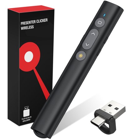Presentation Clicker for Powerpoint Presentations,Mac Laptop Computer,ESYWEN Wireless Presenter Remote with 2-in-1 USB Type C,Slide Advancer ,Hyperlink & Volume Control