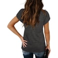 thumbnail image 5 of Blusa con cuello en V y manga de pétalo, manga corta, encaje, guipur, blusa de encaje, camisa para mujer, dama, niña, gris, M, 5 of 5