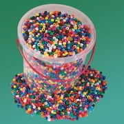 S&S Worldwide Color Splash! Pony Bead Bucket, 4 lbs - Over 6,500 Beads! Assorted Bright Plastic Beads in Portable, Stackable, Storable Bucket! For Kids, Camp, School, Groups, 6mm x 9mm w/3.5mm hole