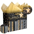 thumbnail image 3 of HOMERAL 16" Extra Large Gift Bag with Greeting Card and Tissue Paper - Black & Gold Birthday Cake & Star Design Perfect for Birthday Gifts, 3 of 6