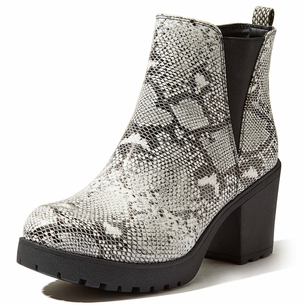 elastic panel slip on chunky heel ankle booties