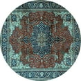 thumbnail image 1 of Ahgly Company Indoor Round Medallion Light Blue Traditional Area Rugs, 8' Round, 1 of 4