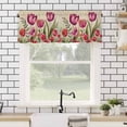 thumbnail image 4 of Red and Valances for Windows Pink Tulip Watercolor Floral Retro Linen Rod Pocket Curtain Valance Window Treatment Short Curtains for Kitchen Living Room, 60"x14", 4 of 5