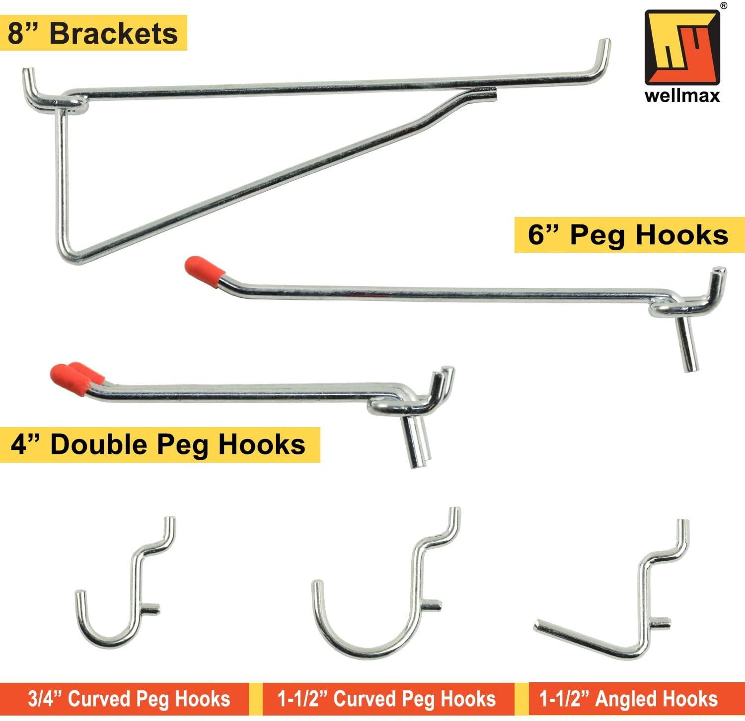 20 PACK 4 Inch Locking White Plastic Peg Hooks Fit 1/8-1/4 Pegboard 2 Key incl 