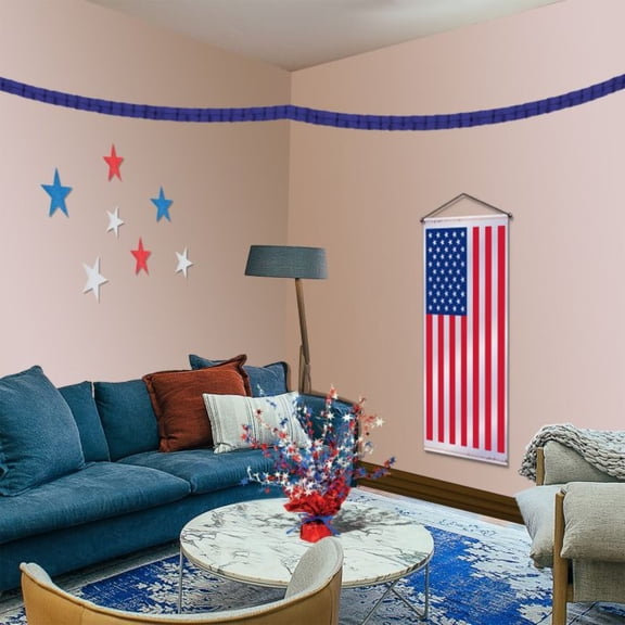 Beistle Pack of 12 Packaged Blue Tissue Leaf Garland Decorations 4.5" x 12'