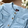 thumbnail image 2 of URMAGIC Baby Girls Long Sleeve Cotton Denim Blouses Dress Toddler Princss Irregular Pleated Skirt, 2 of 7