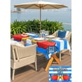 thumbnail image 5 of Outdoor Tablecloth with Umbrella Hole for Patio/Picnic/Party/Camping, Children's Day Waterproof Table Cloth Rectangle Table Cover Washable, Cartoon Pencil Watercolor Blue Striped (60"x 120"), 5 of 8