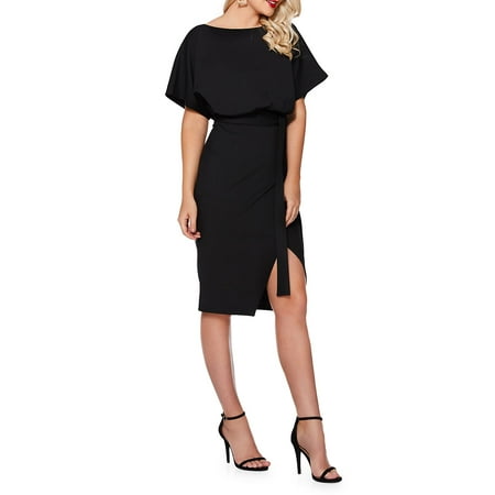 Belted Knee-Length Dress