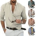 thumbnail image 3 of CENL Men Casual Striped Collared Dress Shirt Long Sleeve Blouse Button Down Tops Tees, 3 of 9