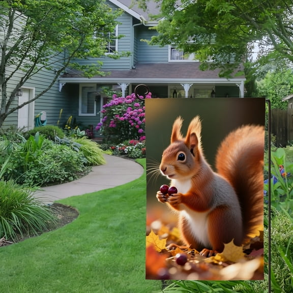 Spring Summer Garden Flag Double Sided Cute Squirrel Welcome Yard House Outside Outdoor Decoration,12*18 inch