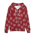 thumbnail image 4 of FKELYI Snowflake Zipper Hoodie Size XL Polyester Red Christmas Hooded Sweater with Front Pocket Durable Hoilday Zipper Jacket Hoodie for Women, 4 of 6