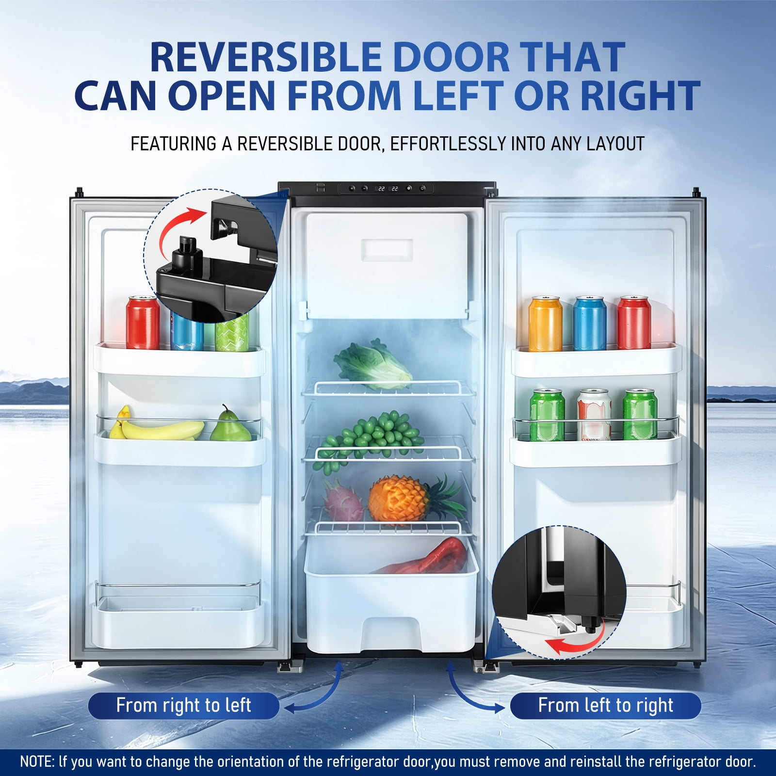 Hemoton Black Rv Refrigerator with Dual Temperature Zones and Powerful Cooling for Camping
