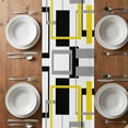 thumbnail image 6 of Yellow Black Geometric Table Runner - 36 Inch Long, Kitchen Dining Table Runner Dresser Scarves, Modern Simple Abstract Art Farmhouse Decor for Coffee Tables Wedding Party Banquet, 6 of 8