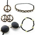 thumbnail image 3 of Hippie Suit Carnival Glasses Peace Sign Earrings Necklace Set Peace Sign Earrings Necklace Brown One Size, 3 of 3