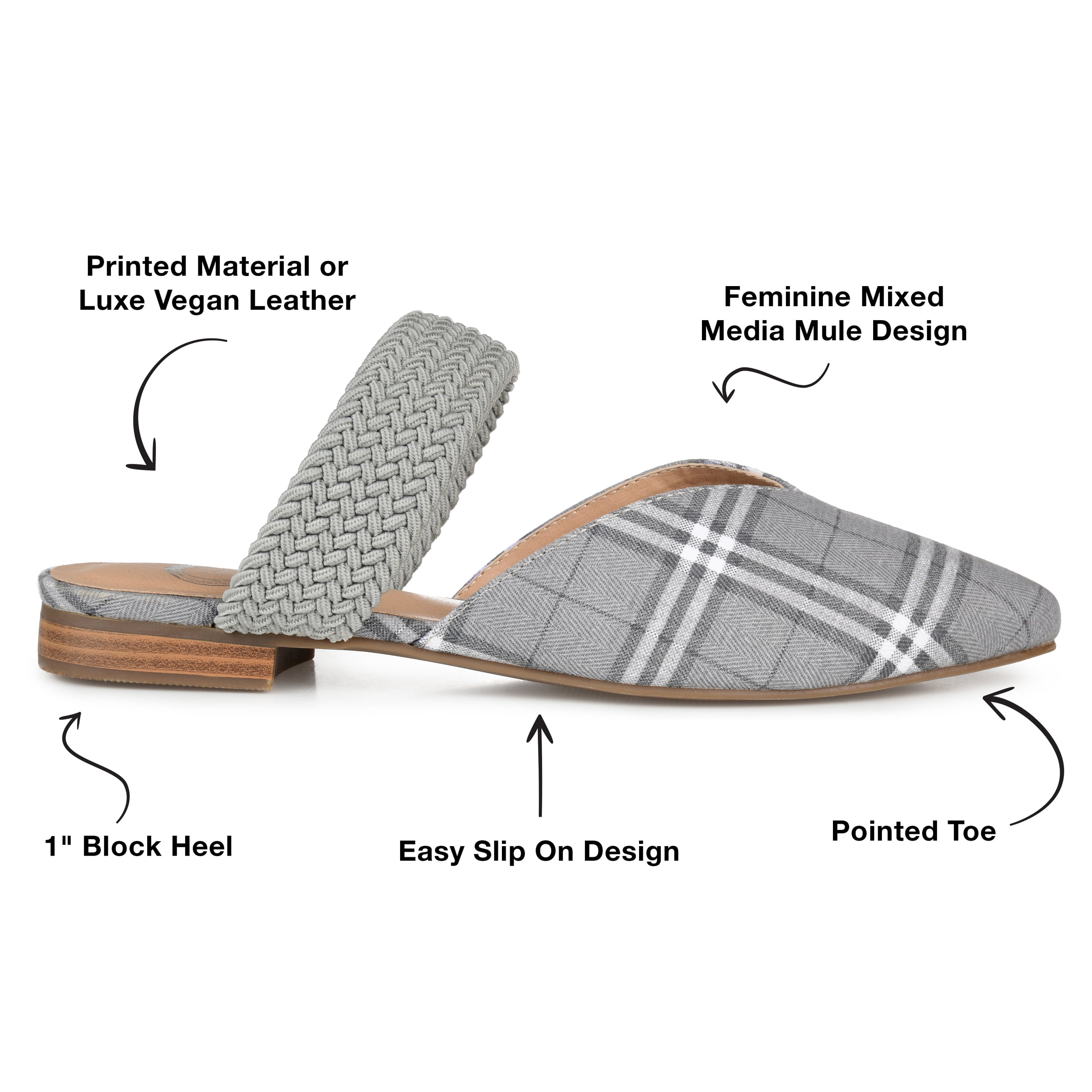 Journee Collection Womens Roxeene Slip On Pointed Toe Mules Flats