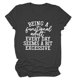 thumbnail image 1 of Camiseta de manga corta, elástica, de cuello redondo y holgada para mujer, color negro, gris y blanco, talla L Camiseta de verano con estampado de letras, 1 of 4