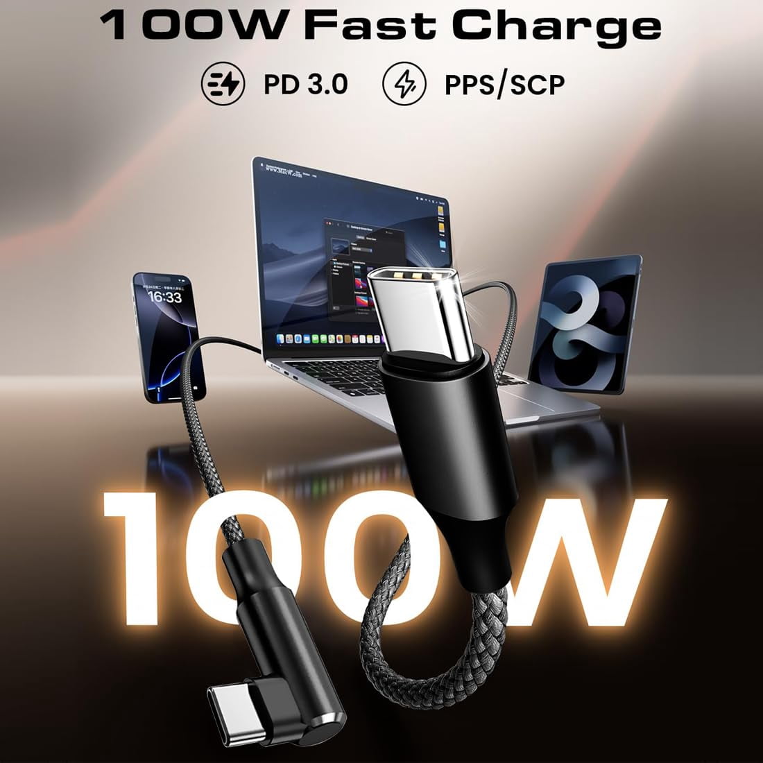 Multi Charging Cable, 4ft 2Pack Multi Phone Charger Cable Braided Universal 3 in 1 Charging Cord Extra Long Multiple USB Cable with USB C, Micro USB Port Connectors for Cell Phones and More