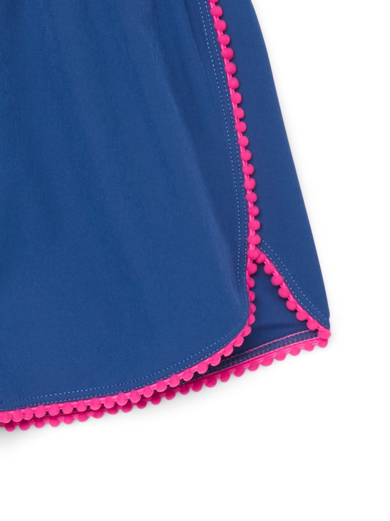 Ocean Gear Girls Coverup Swim Shorts with Pom Trim, Sizes 4-18