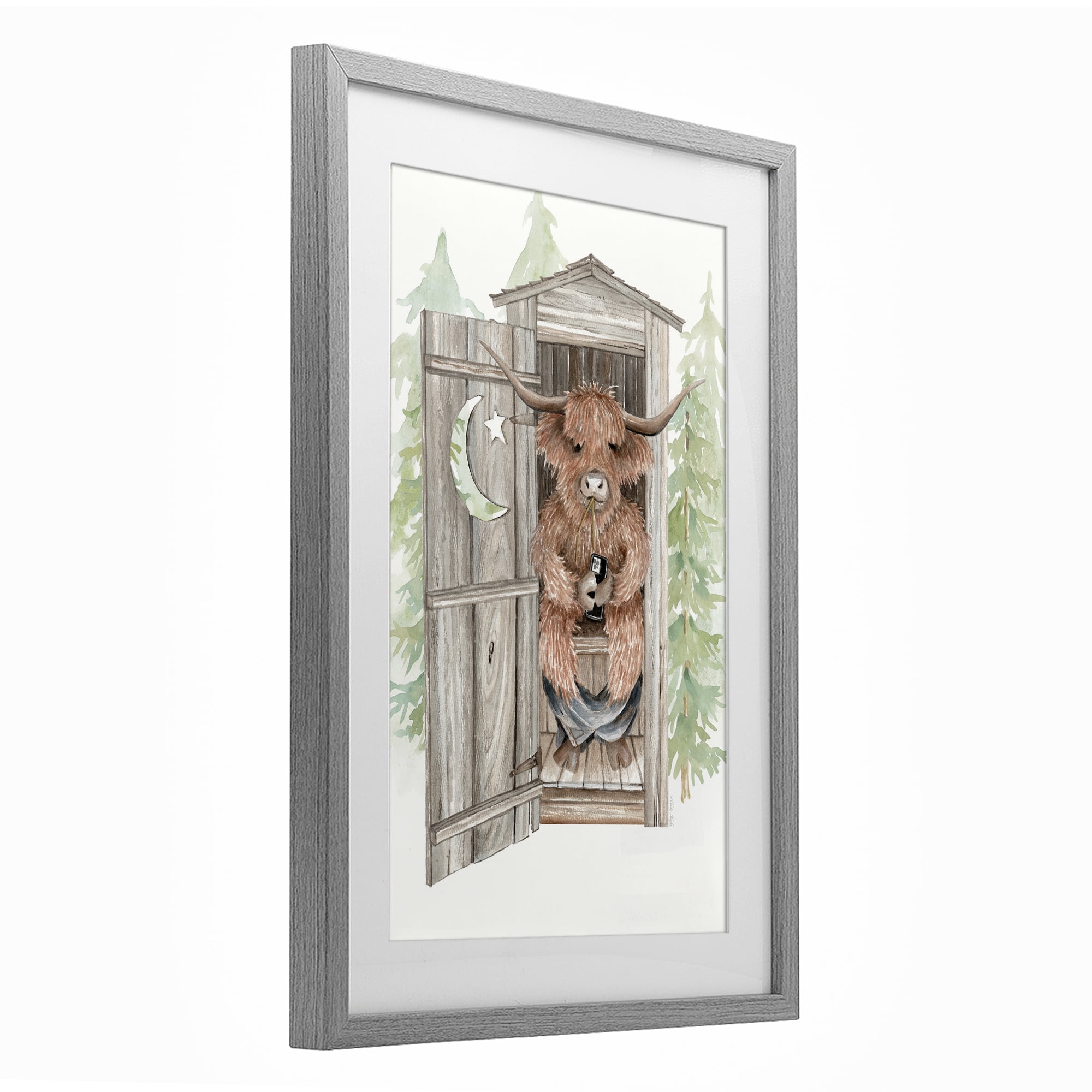 Stupell Industries Lost In Scroll Outhouse Gray Framed Print Under Glass, design by Cindy Jacobs