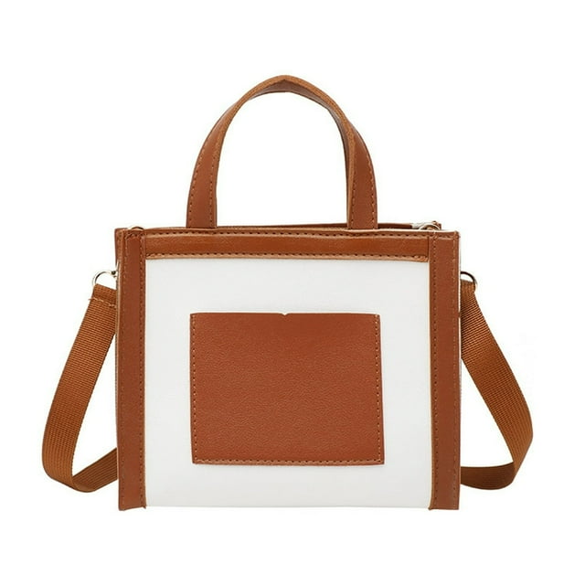 Women Handbag Large Capacity Contrast Color Buckle Closure Portable Handle Detachable Strap Daily Collocation Multi Purpose Women Faux Leather Tote Purpose Handbag Fashion Accessories